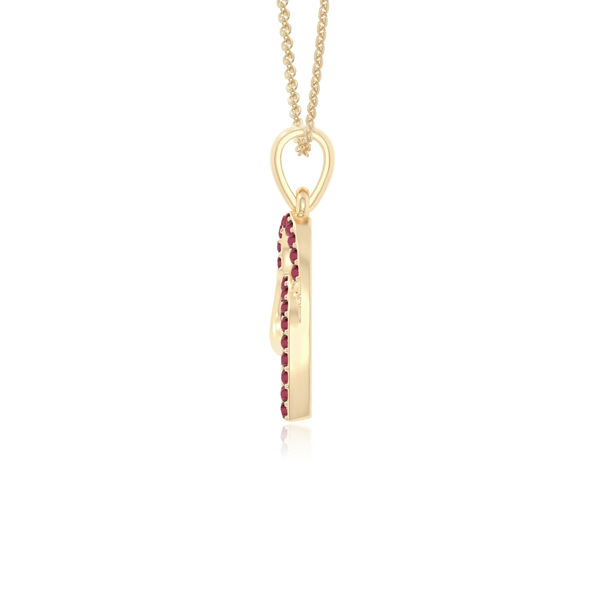 natural ruby heart in heart necklaces in yellow gold vermeil 