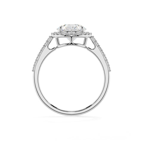 lab-grown moissanite round half eterity halo solitaire engagement ring