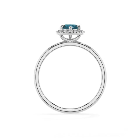 natural london blue topaz pear halo solitaire engagement ring