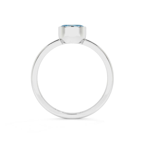 swiss blue topaz oval cut stackable bezel-set ring