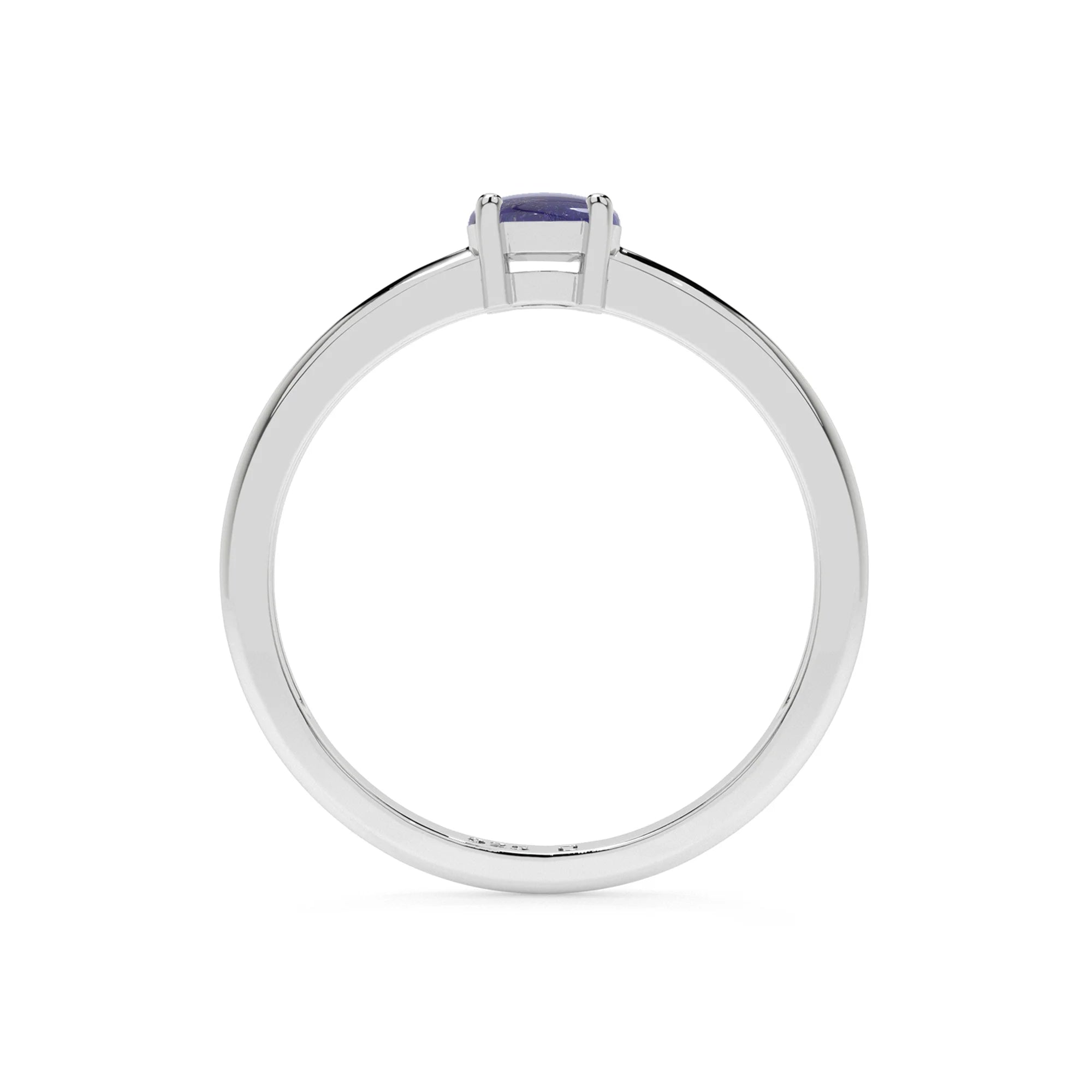 lapis lazuli round cab stackable prong-set ring