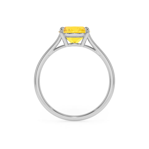 lab grown yellow sapphire pear solitaire engagement ring