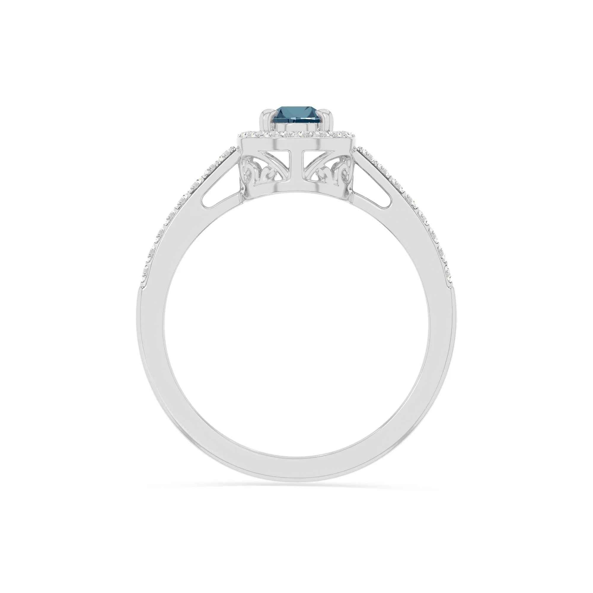 natural london blue topaz solitaire halo engagement rings in sterling silver 