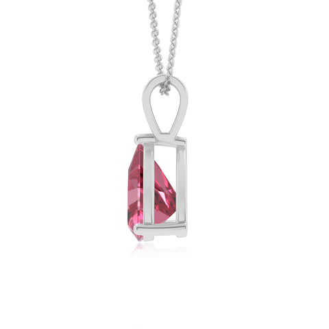 natural pink-tourmaline trillion shape solitaire v-bale pendant necklace