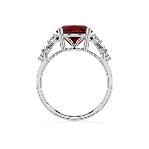 natural garnet round criss cross solitaire engagement ring