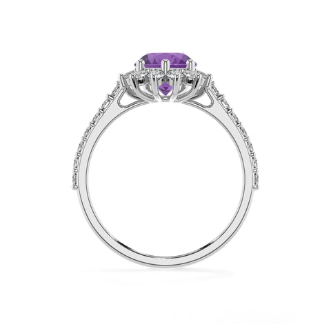 lab grown amethyst pear half eterity halo solitaire engagement ring