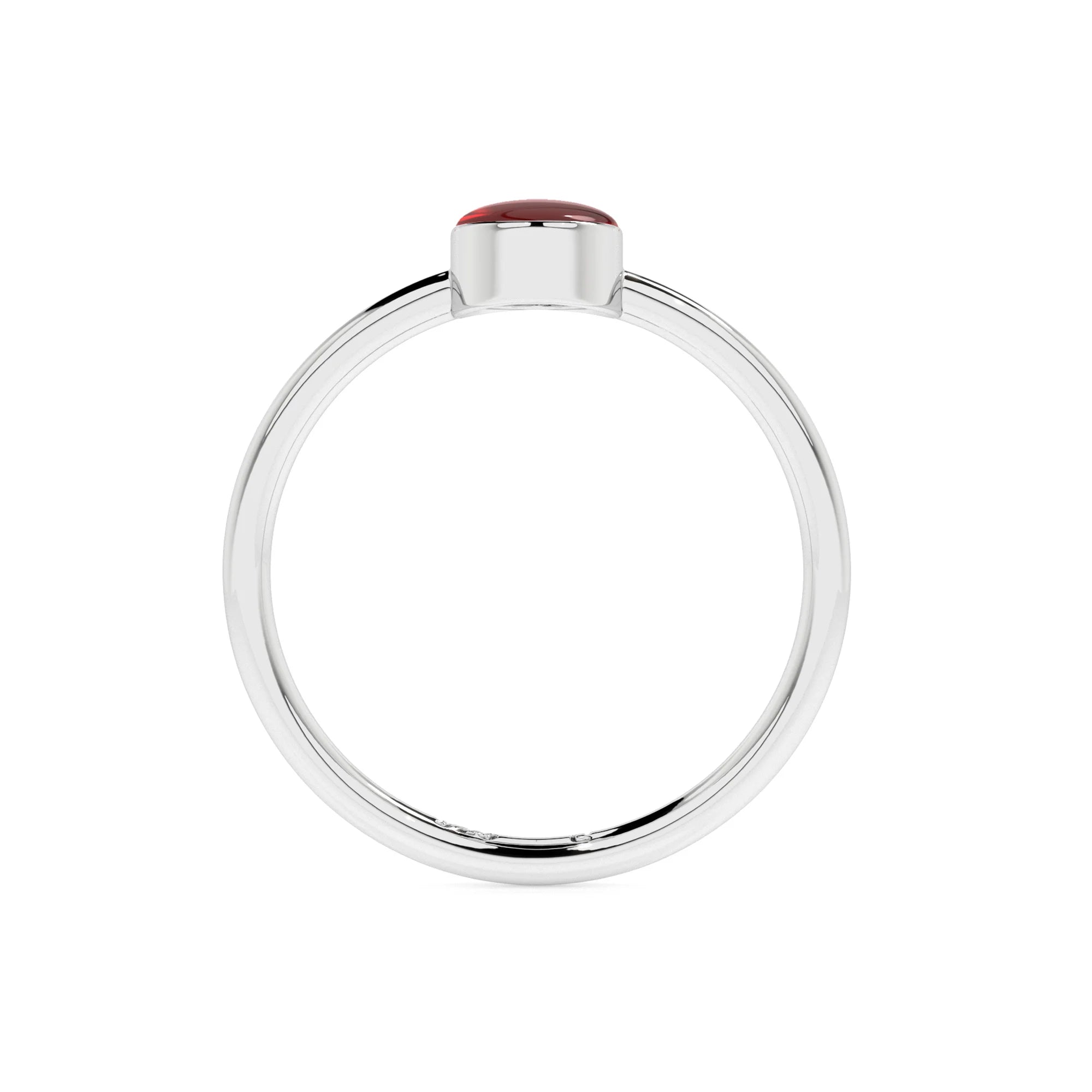 red garnet oval cab stackable bezel-set ring