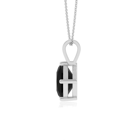 natural black-onyx cushion shape solitaire v-bale pendant necklace