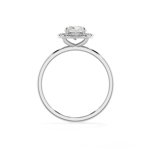 lab-grown moissanite cushion halo solitaire engagement ring