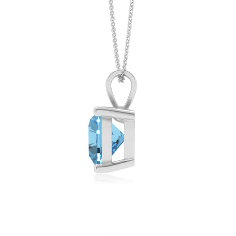 natural swiss blue topaz heart shape solitaire v-bale pendant necklace