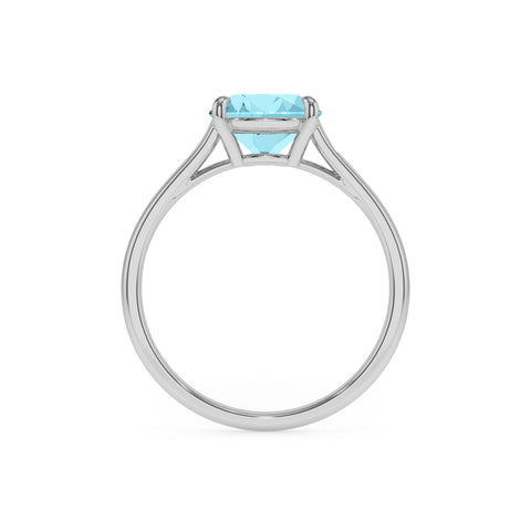 lab grown aquamarine cushion solitaire engagement ring