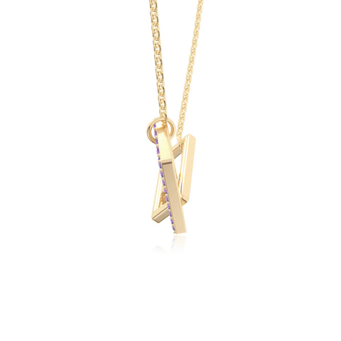 natural amethyst interlock necklaces in yellow gold vermeil 