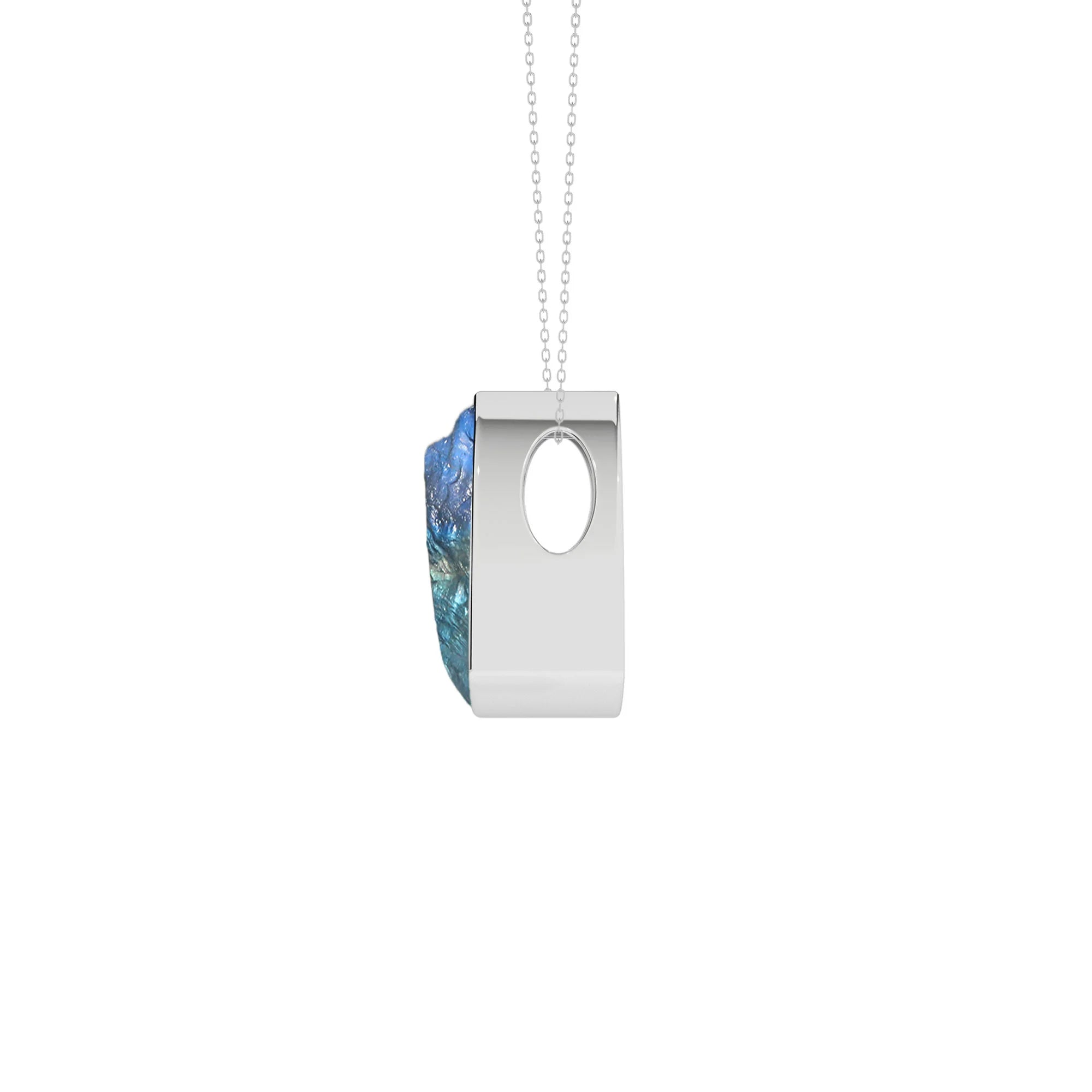 natural blue-moonstone trillion shape pendant necklace