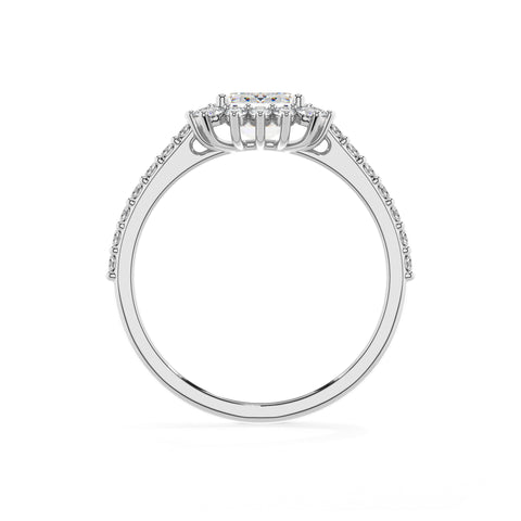 lab-grown moissanite asscher half eterity halo solitaire engagement ring