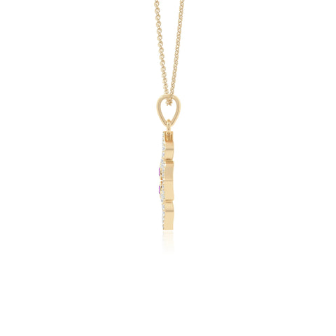 natural amethyst 4 petal flower necklaces in yellow gold vermeil 