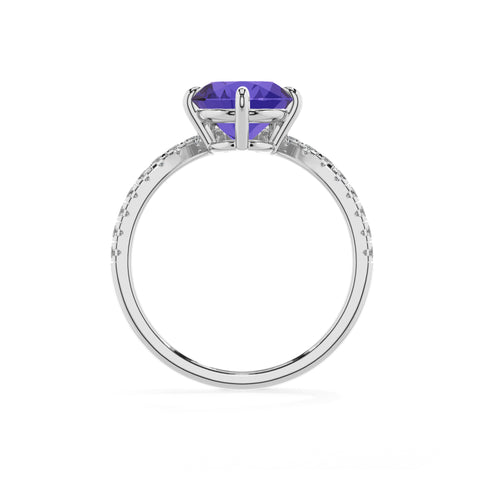 lab-grown tanzanite round solitaire engagement ring