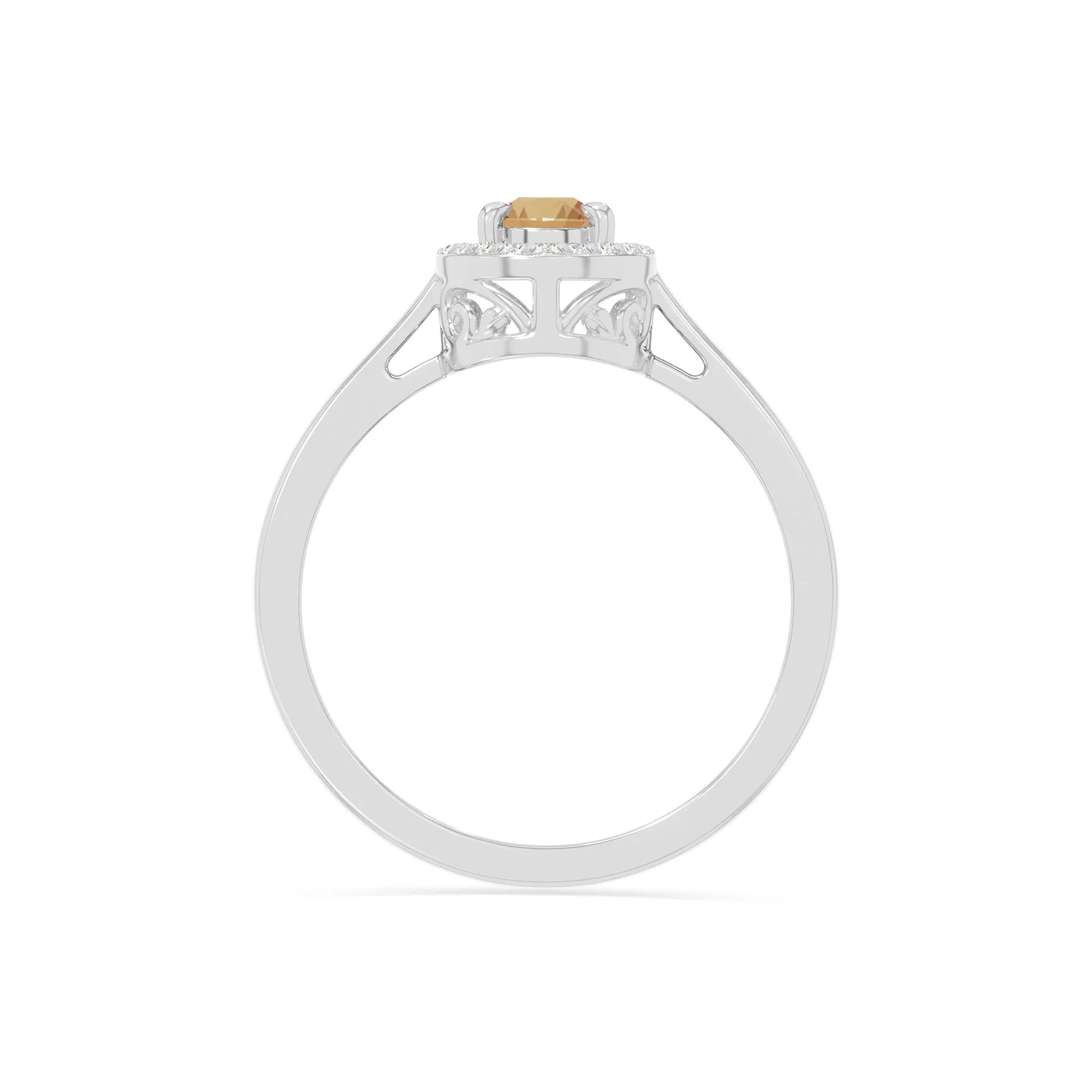 natural citrine solitaire halo engagement rings in sterling silver 