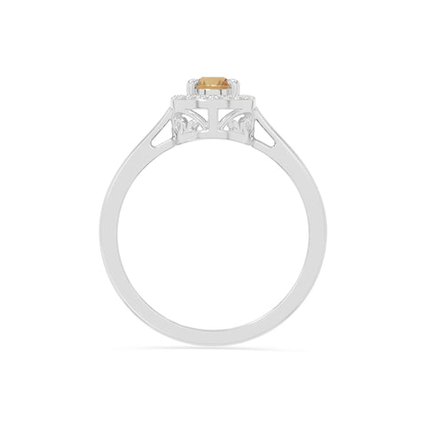 natural citrine solitaire halo engagement rings in sterling silver 