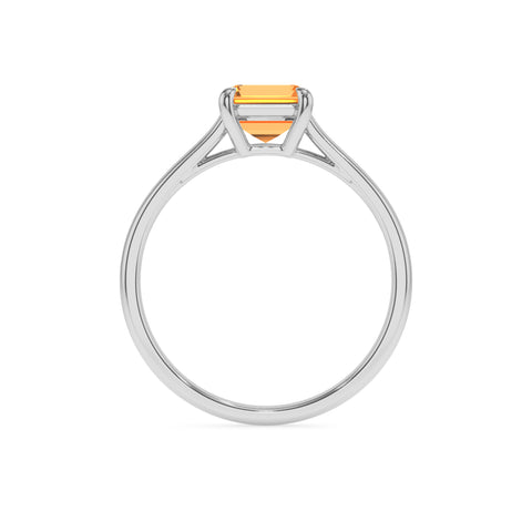 lab grown citrine emerald solitaire engagement ring