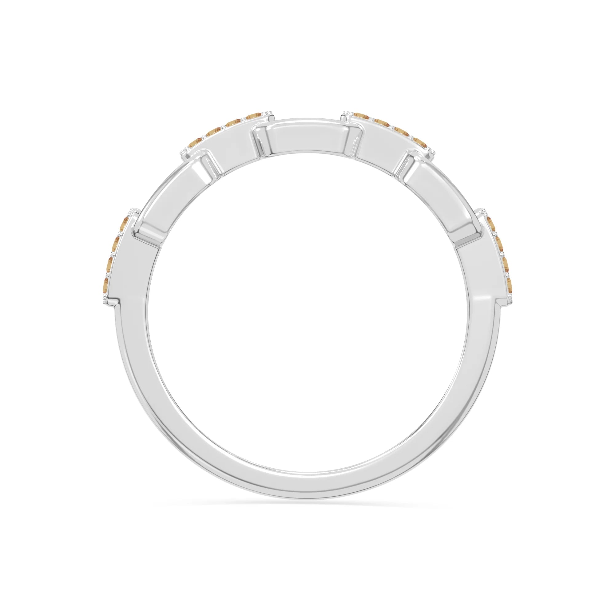 natural citrine interlocking wedding band rings in sterling silver 