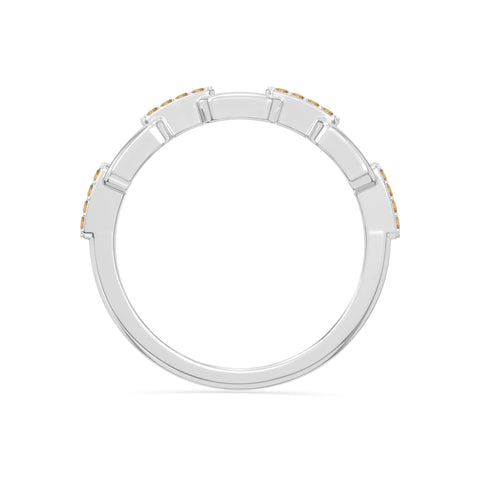 natural citrine interlocking wedding band rings in sterling silver 