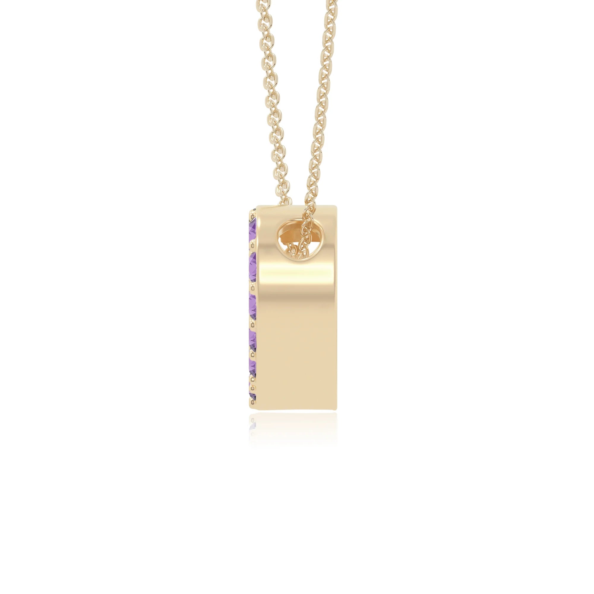 natural amethyst studded heart necklaces in yellow gold vermeil 