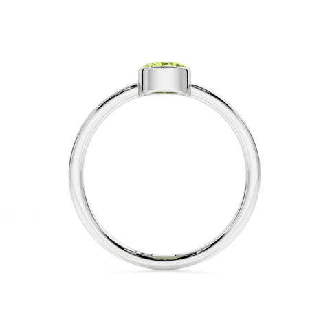 peridot oval cut stackable bezel-set ring