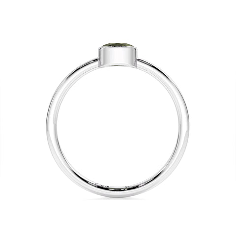 moldavite round cut stackable bezel-set ring