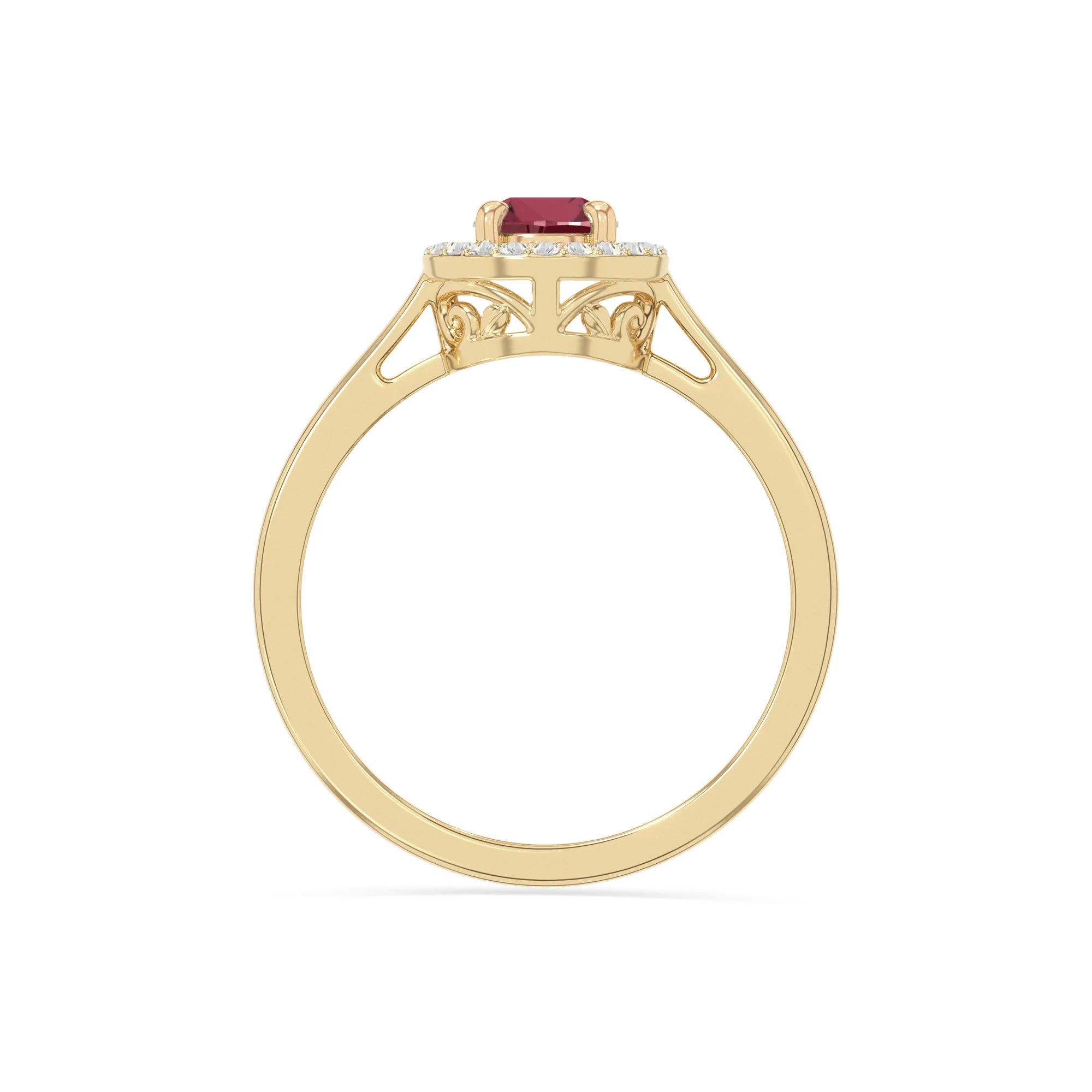 natural ruby solitaire halo engagement rings in yellow gold vermeil