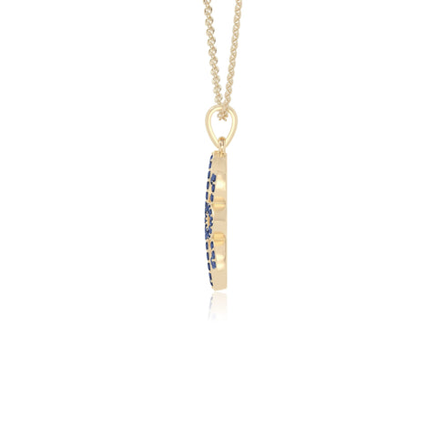 natural blue-sapphire flower necklaces in yellow gold vermeil 