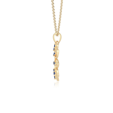 natural blue-sapphire flower necklaces in yellow gold vermeil 