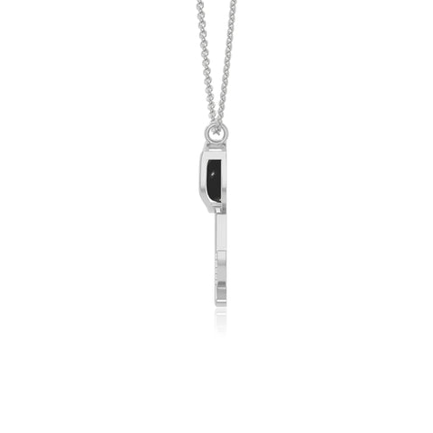 natural black-onyx tulip necklaces in sterling silver 