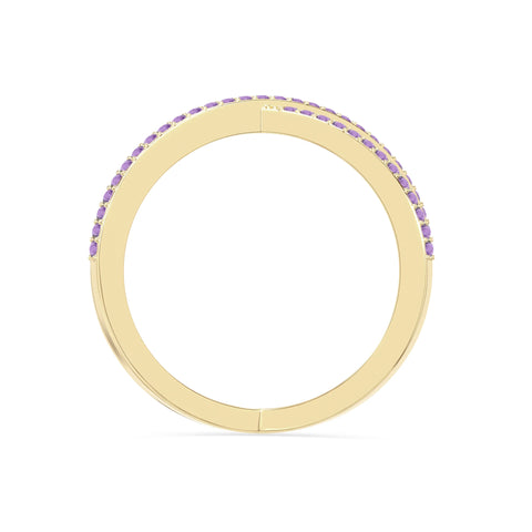 natural amethyst criss cross band rings in yellow gold vermeil