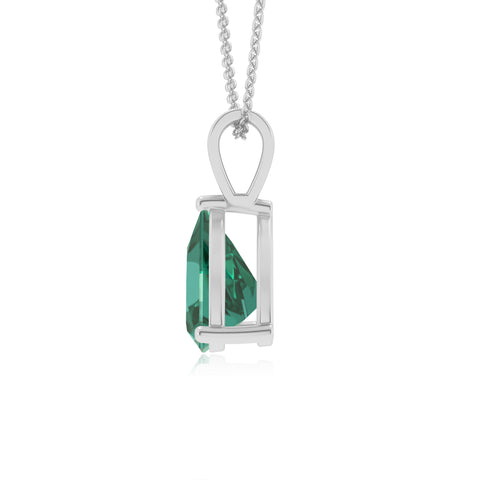 lab grown emerald trillion shape solitaire v-bale pendant necklace