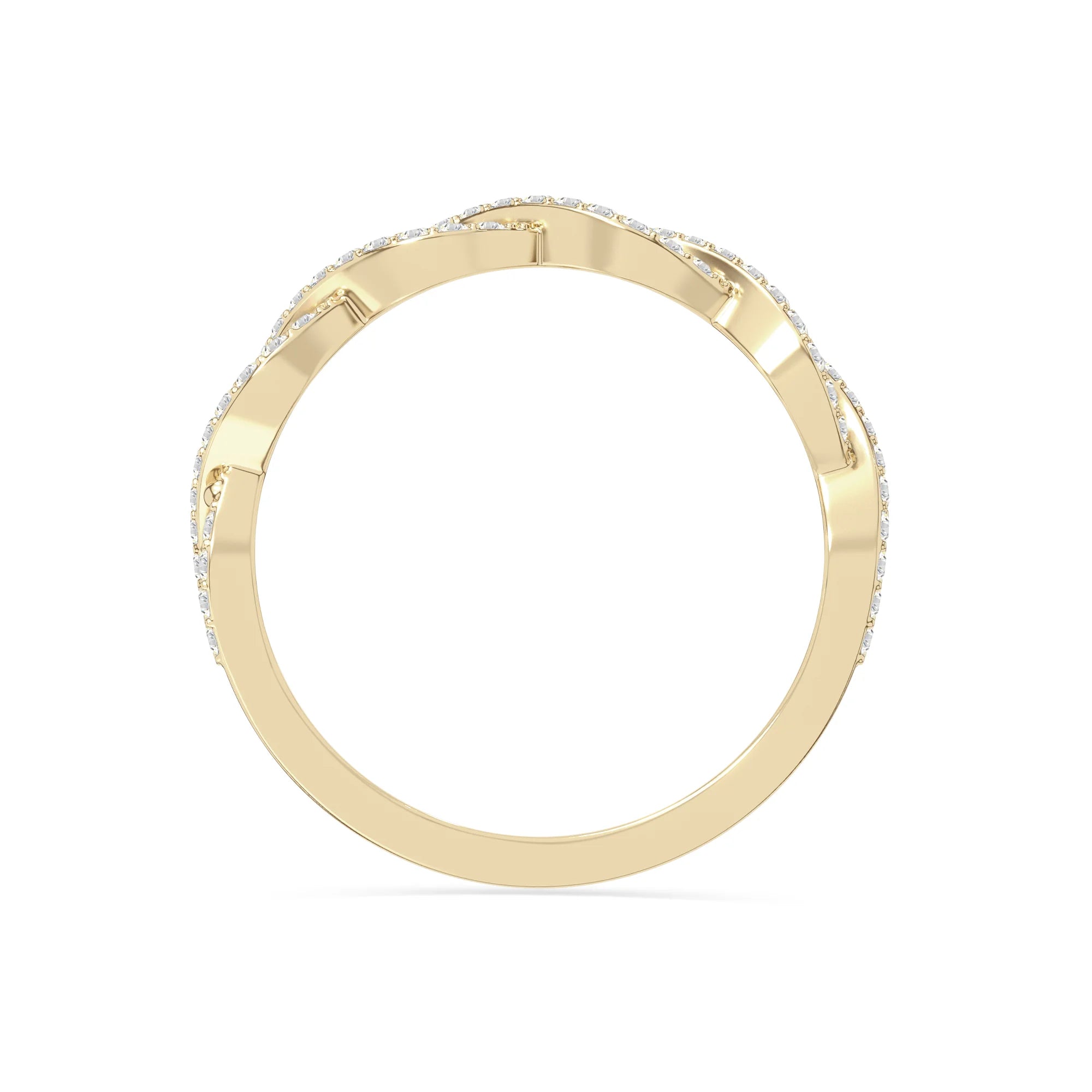 natural moissanite twisted wedding band rings in yellow gold vermeil