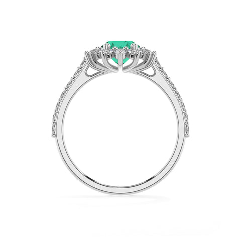 lab-grown emerald oval half eterity halo solitaire engagement ring