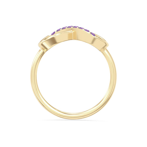 natural amethyst infinity promise rings in yellow gold vermeil