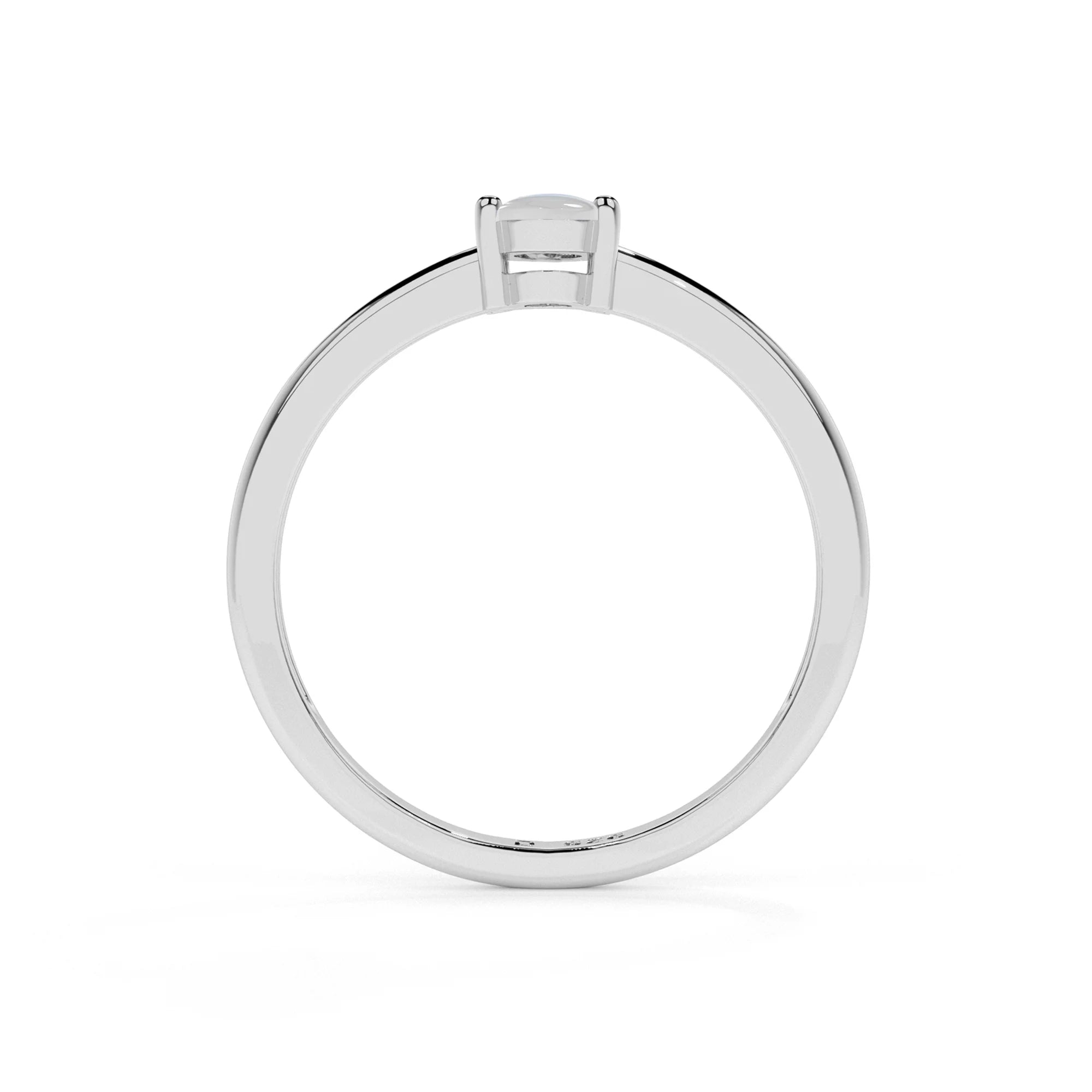 rainbow moonstone oval cab stackable prong-set ring