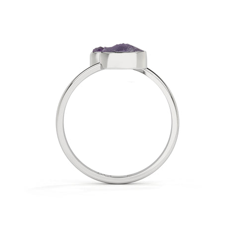 amethyst rough shape stackable bezel-set ring