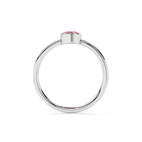 ruby oval cut stackable bezel-set ring