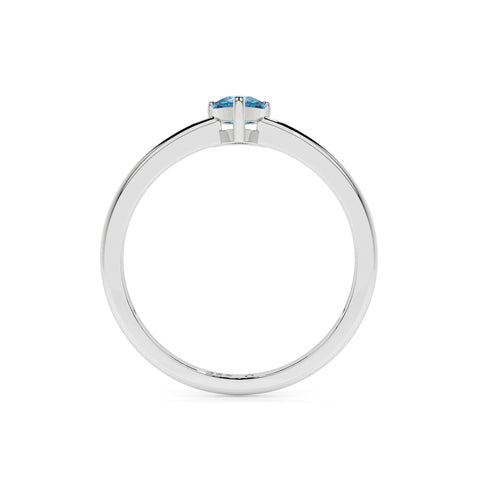 swiss blue topaz pear cut stackable prong-set ring