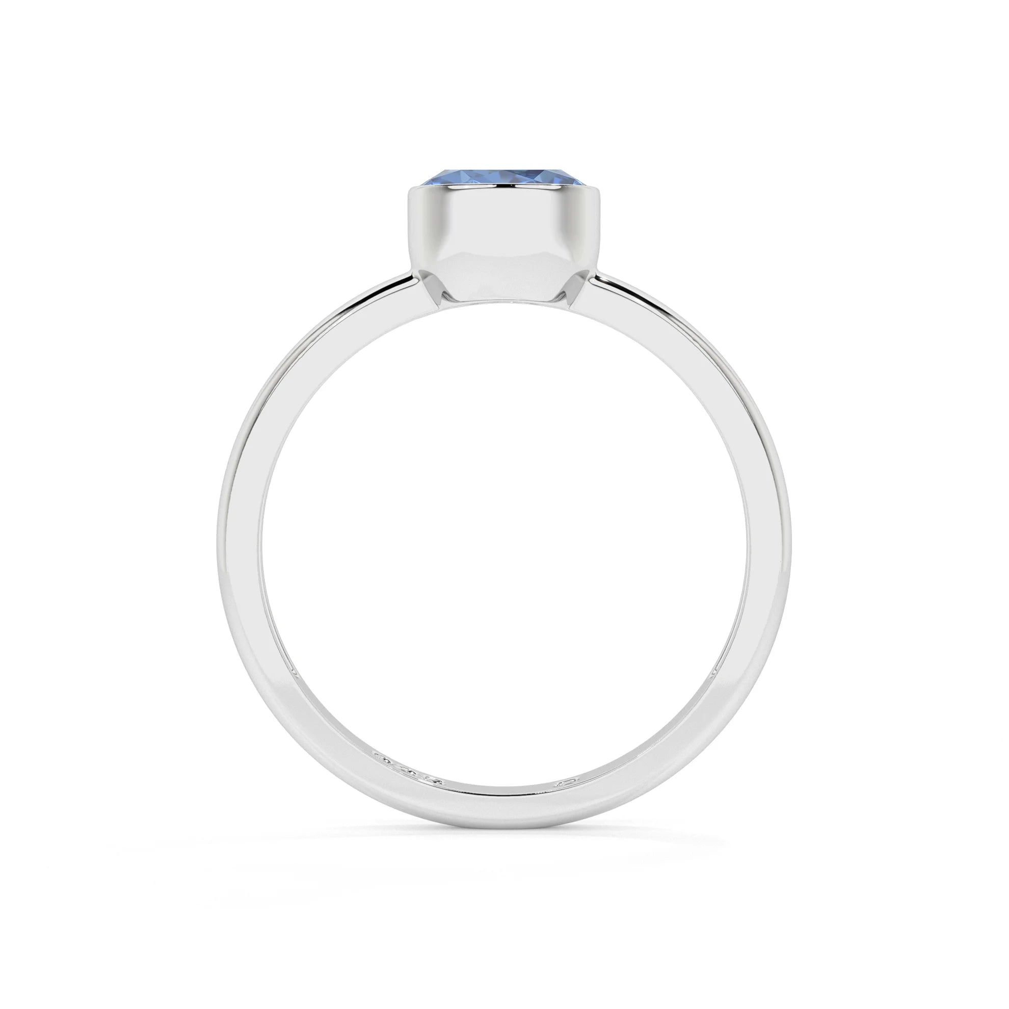kyanite round cut stackable bezel-set ring