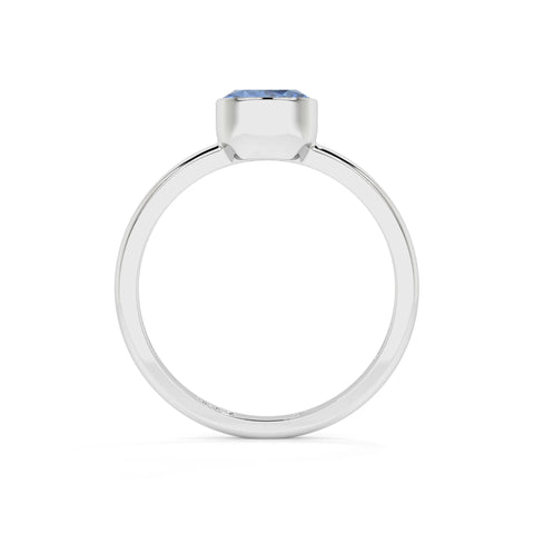 kyanite round cut stackable bezel-set ring