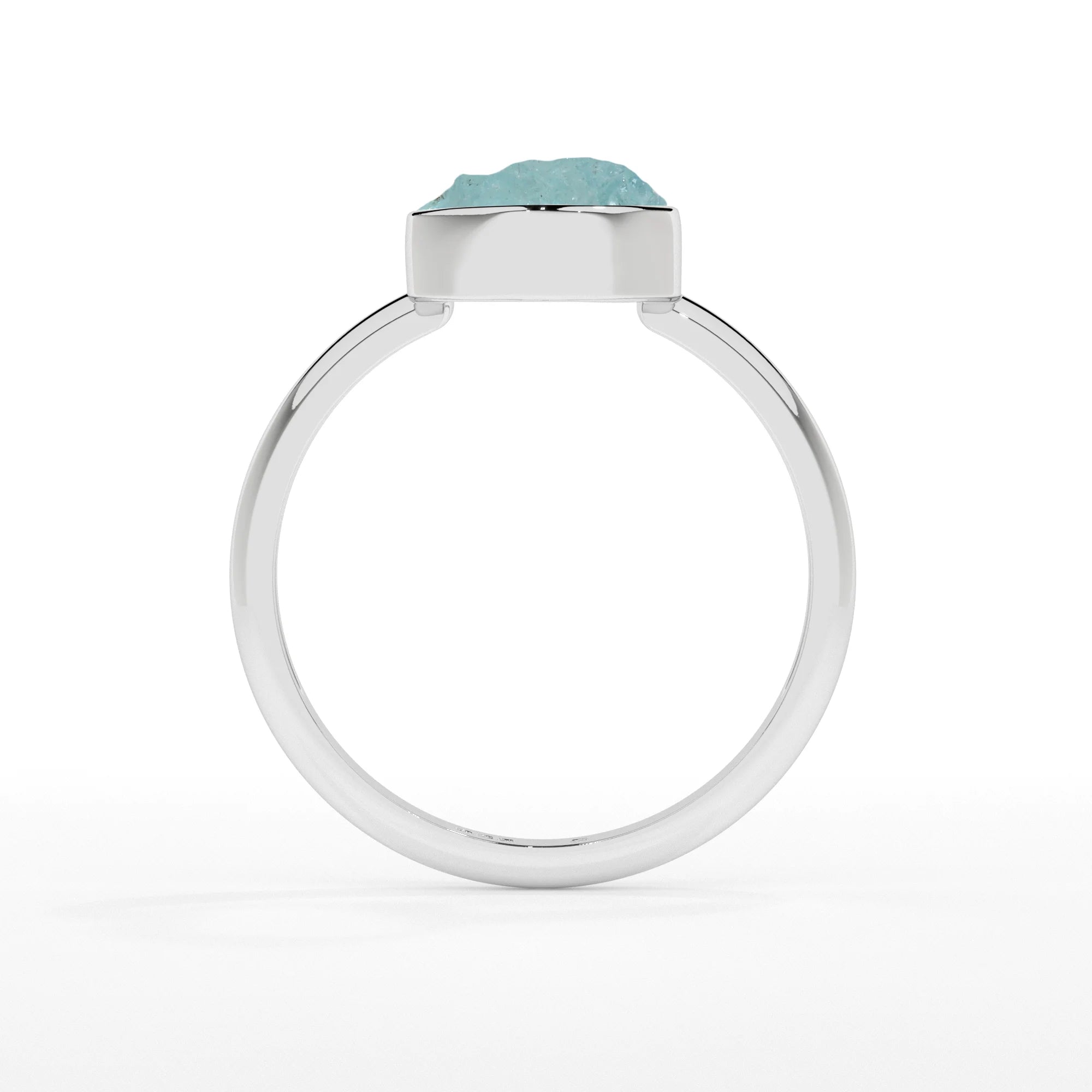 aquamarine rough shape stackable bezel-set ring