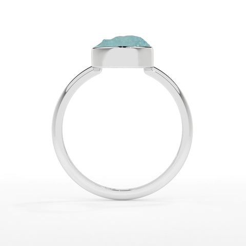 aquamarine rough shape stackable bezel-set ring