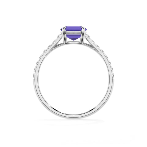 lab-grown tanzanite emerald half eterity solitaire engagement ring