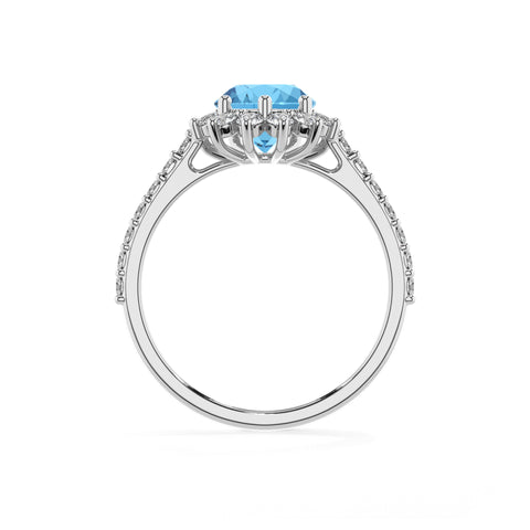 natural swiss blue topaz pear half eterity halo solitaire engagement ring