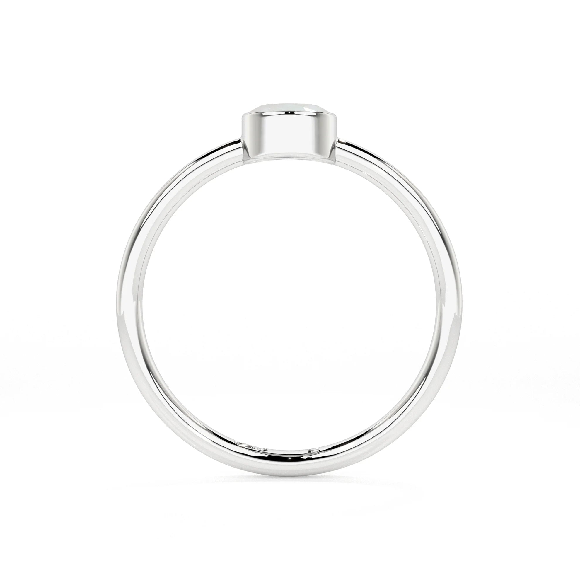 rainbow moonstone round cut stackable bezel-set ring