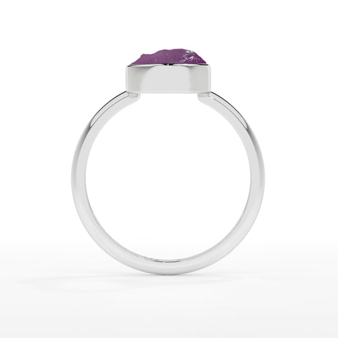 amethyst rough shape stackable bezel-set ring