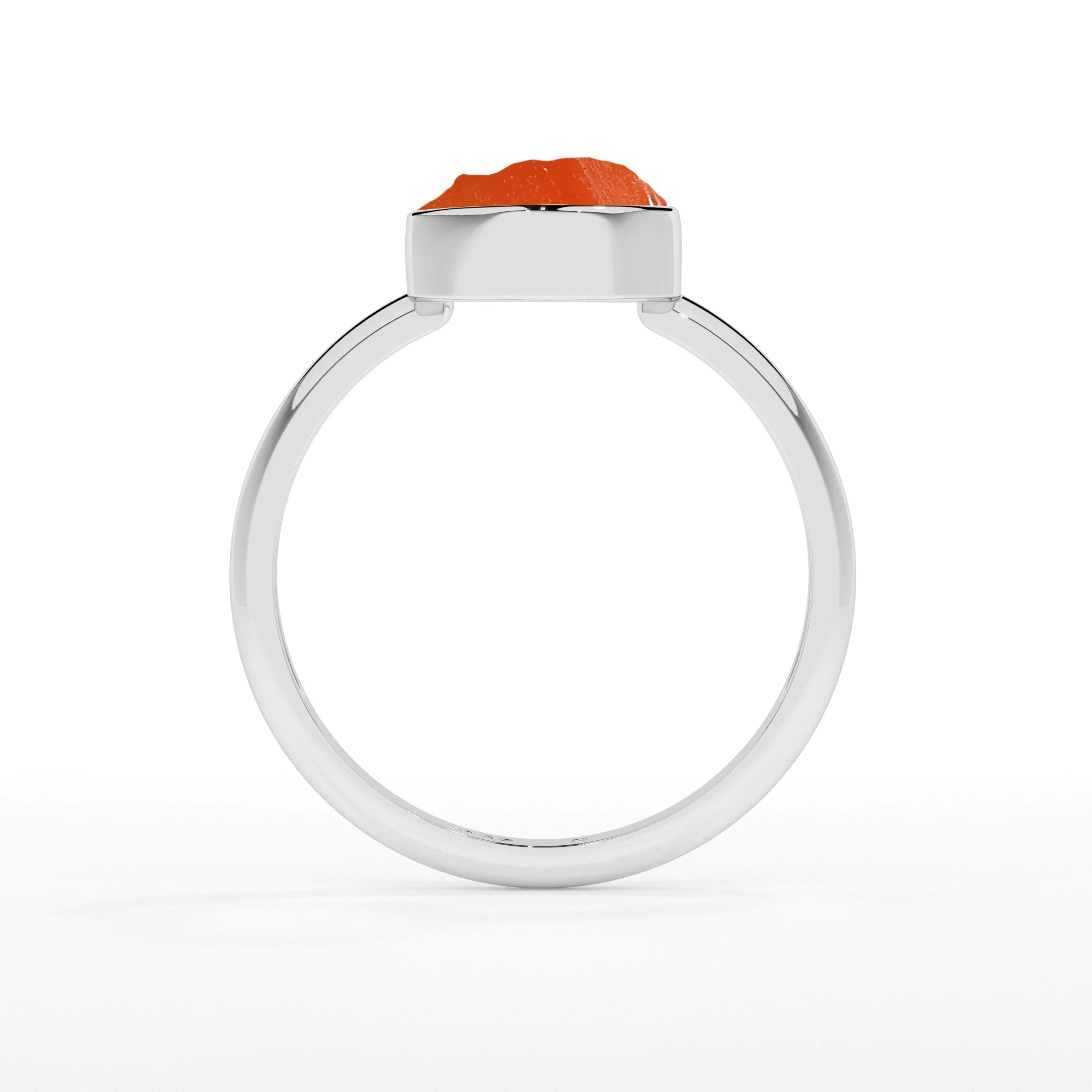 carnelian rough shape stackable bezel-set ring